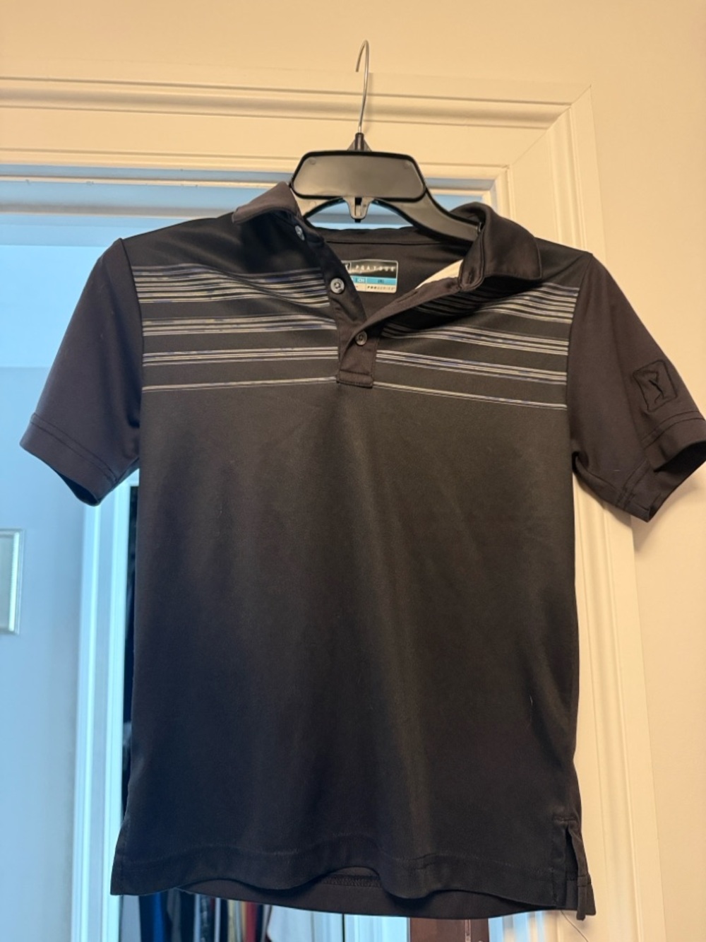 PGA Tour Men's Black Polo with Gray Stripe Accents